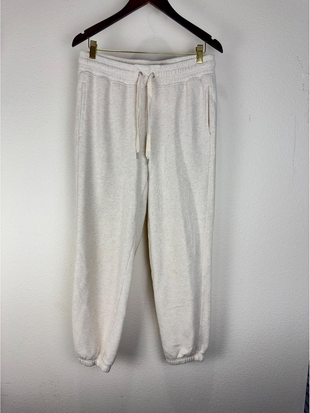 Aerie Women’s Medium Cream Jogger Sweatpants Fleece Drawstring Lounge Casual